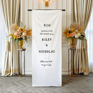 Personalized hand embroidered wedding welcome sign, Custom linen wedding sign, Custom fabric sign , ceremony Boho Wedding Welcome Sign