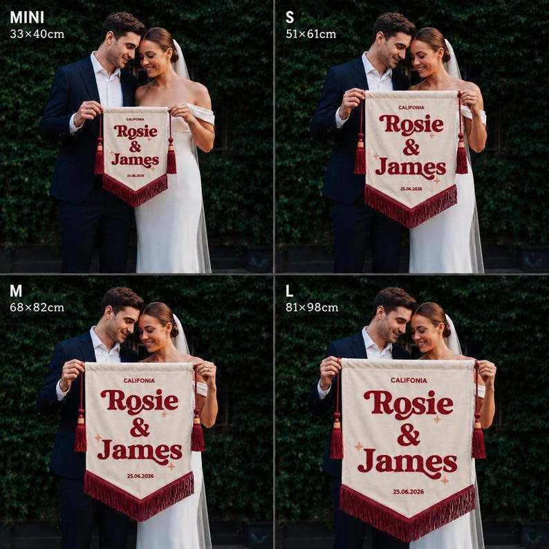 Personalized Emboriderd Velvet Wedding Banner, Vintage Welcome Sign, Embroidered Last Name Flag image 8