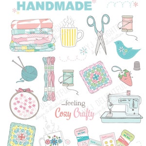 Printable Cozy Crafty cuts!-Digital File Instant Download- quilting, sewing, crochet, knitting, embroidery, paper craft, junk journal