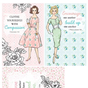 Retro Girl 4x6 Journaling cards/inserts-Digital File Instant Download-Planner Inserts, travelers journal, Project Life, scripture