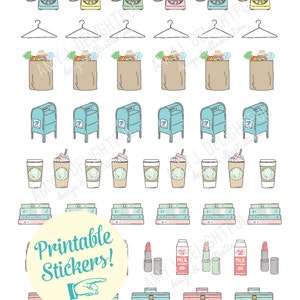 Printable LIFE REMINDER stickers!-Digital File Instant Download-groceries, dry cleaning, date night, Happy planner, hand drawn, kikki-k