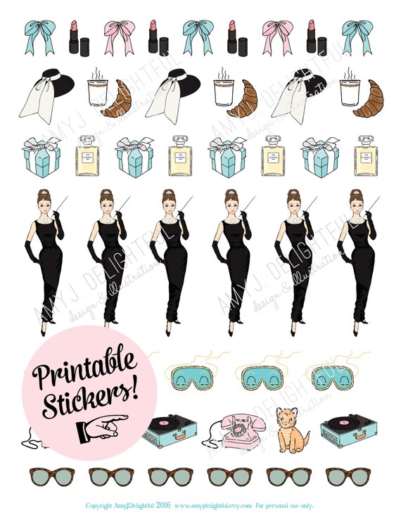 Printable BREAKFAST at TIFFANY'S stickersDigital File | Etsy