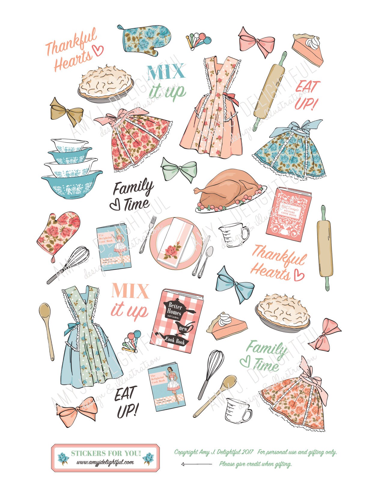 Printable Retro Hostess Planner stickers Digital File | Etsy