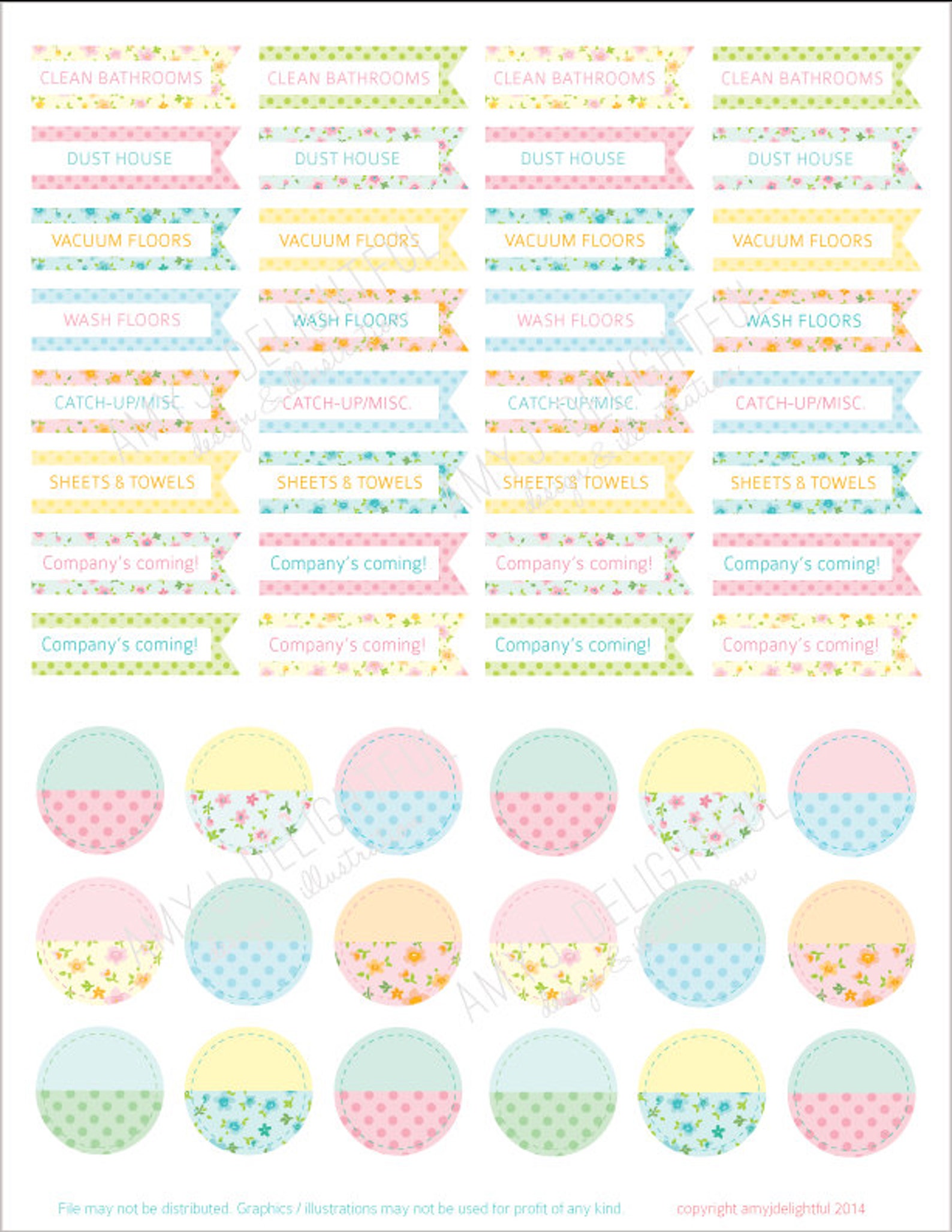 PRINTABLE House Keeping STICKERS Digital File Instant - Etsy