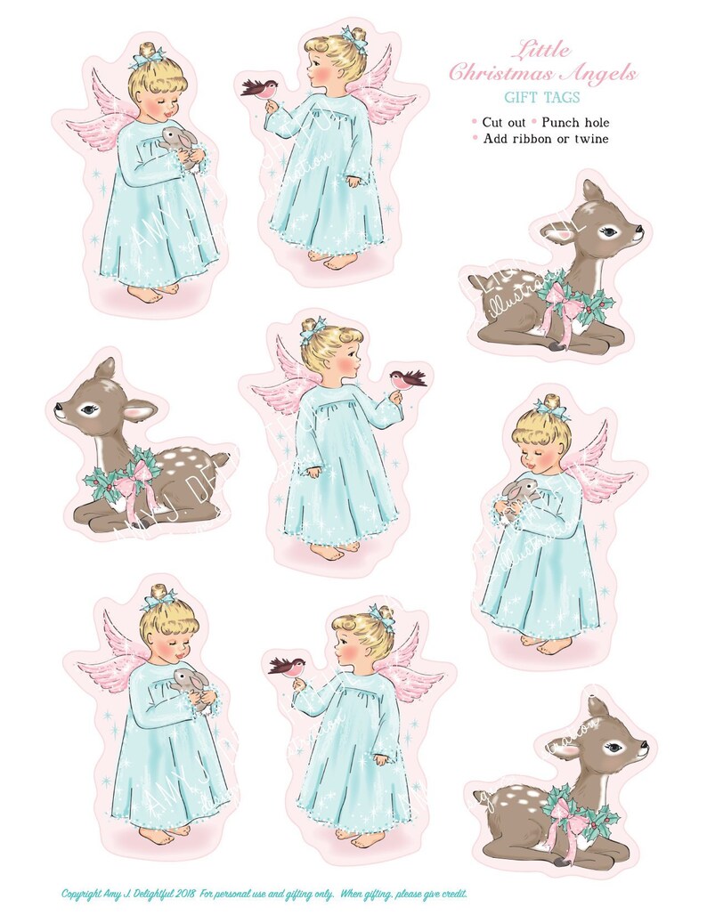 Printable Little Christmas Angels tags Instant Download Etsy