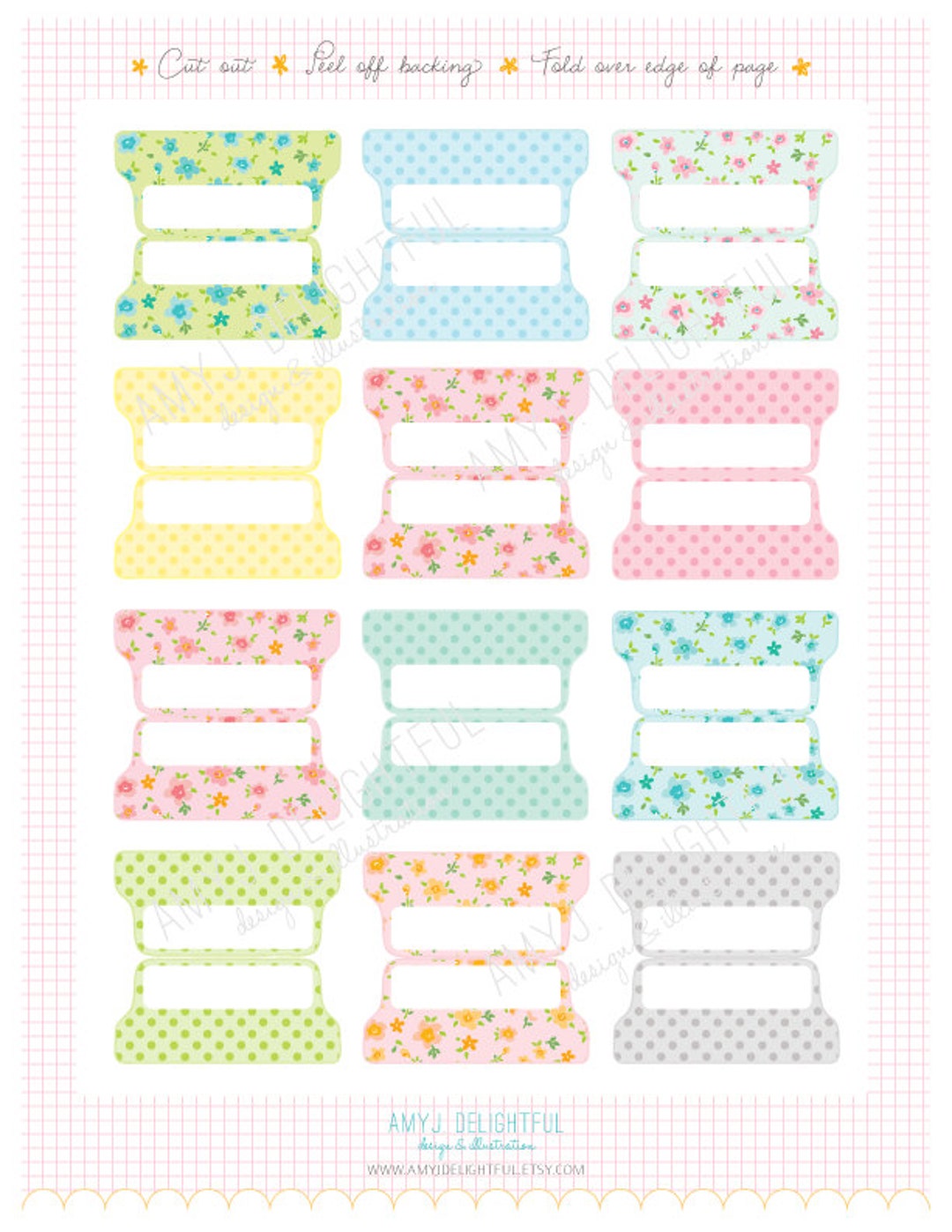 Printable Blank PLANNER FILE TABS - Digital File Instant Download ...