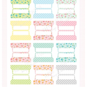 Printable Blank PLANNER FILE TABS - Digital File Instant Download- floral, polka dots, pastels Home Management