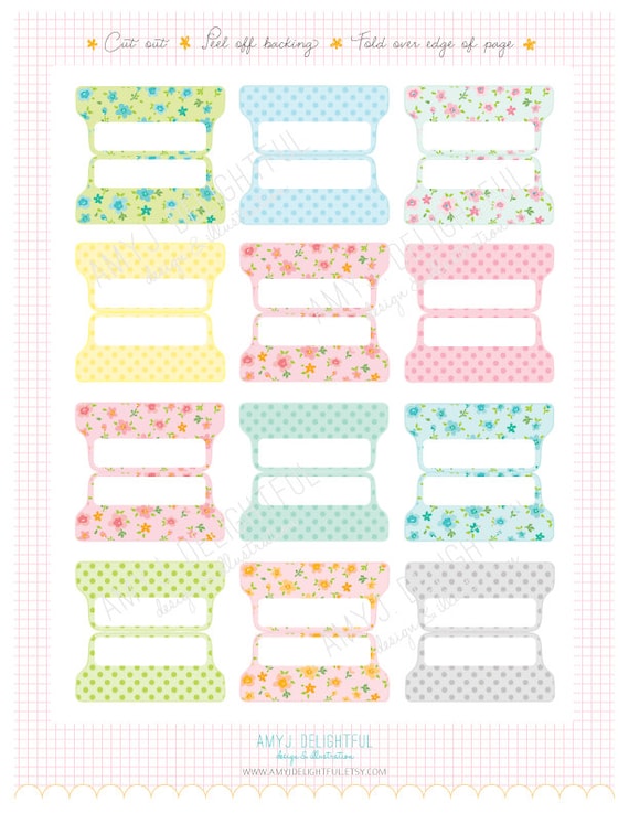 Printable Blank PLANNER FILE TABS Digital File Instant Etsy