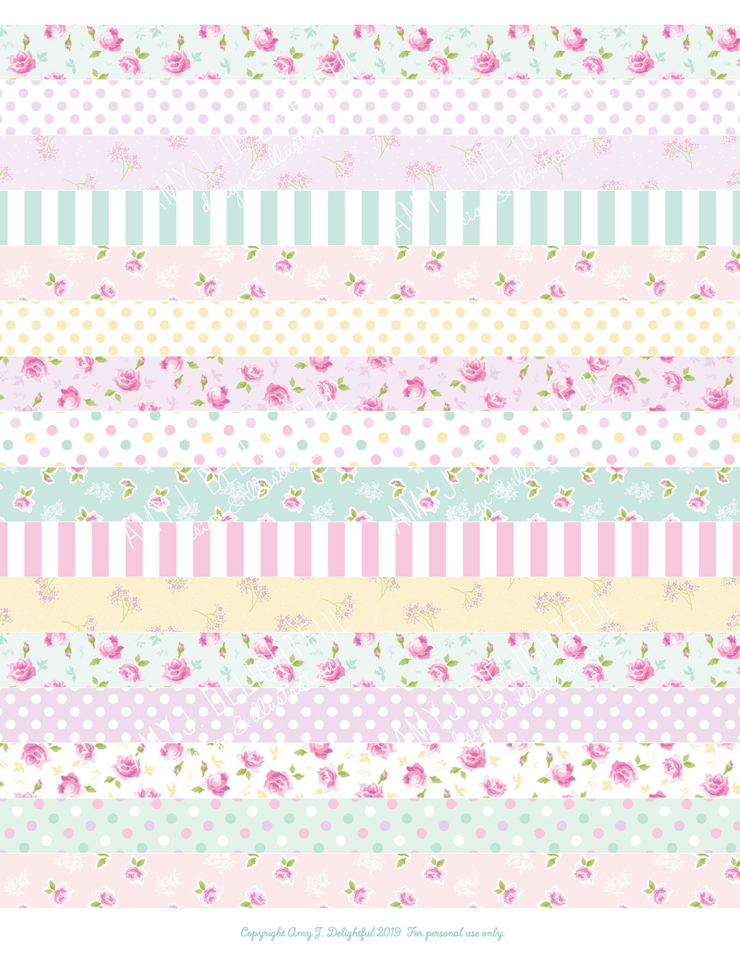 Printable FLOWER MARKET Washi Tape Stickersdigital File Instant