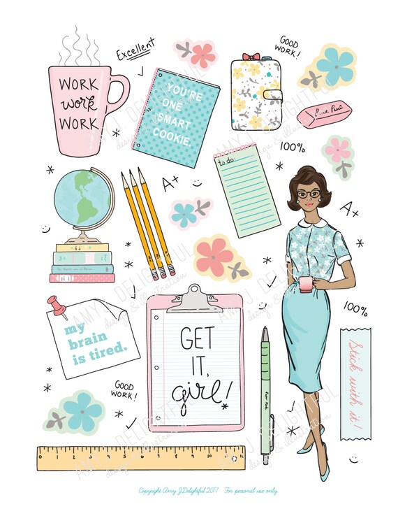Printable PLANNER GIRL Die Cutsdigital File Instant Download Women of  Color, Pastels, Collage, Bando, the Happy Planner, Hand Drawn 