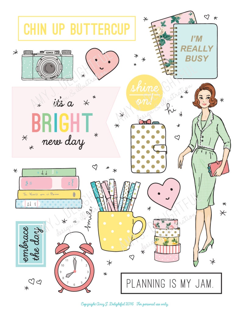 Printable PLANNER GIRL Die Cutsdigital File Instant Etsy
