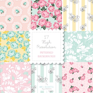 1940 FLORALS Sfondi fantasia a tema set-instant download-digital papers, feed sack, vintage, bando, happy planner