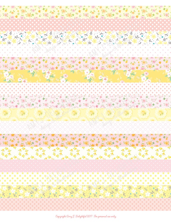 Printable WASHI TAPE stickers!-Digital File Instant Download- pink, coral,  yellow, polka dots, florals, bible journaling, Happy Planner, DIY