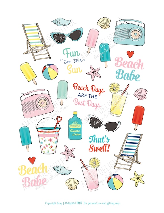 Fab Scraps - Summer Loving Collection - Beach Day Large Stickers
