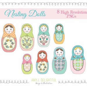 Nesting Dolls CLIP ART SET for personal and commercial use