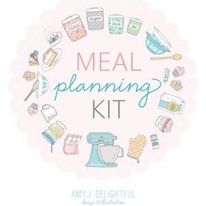 Meal Planning Kit - Digital File Instant Download- menu planning, recipe cards, with scripture