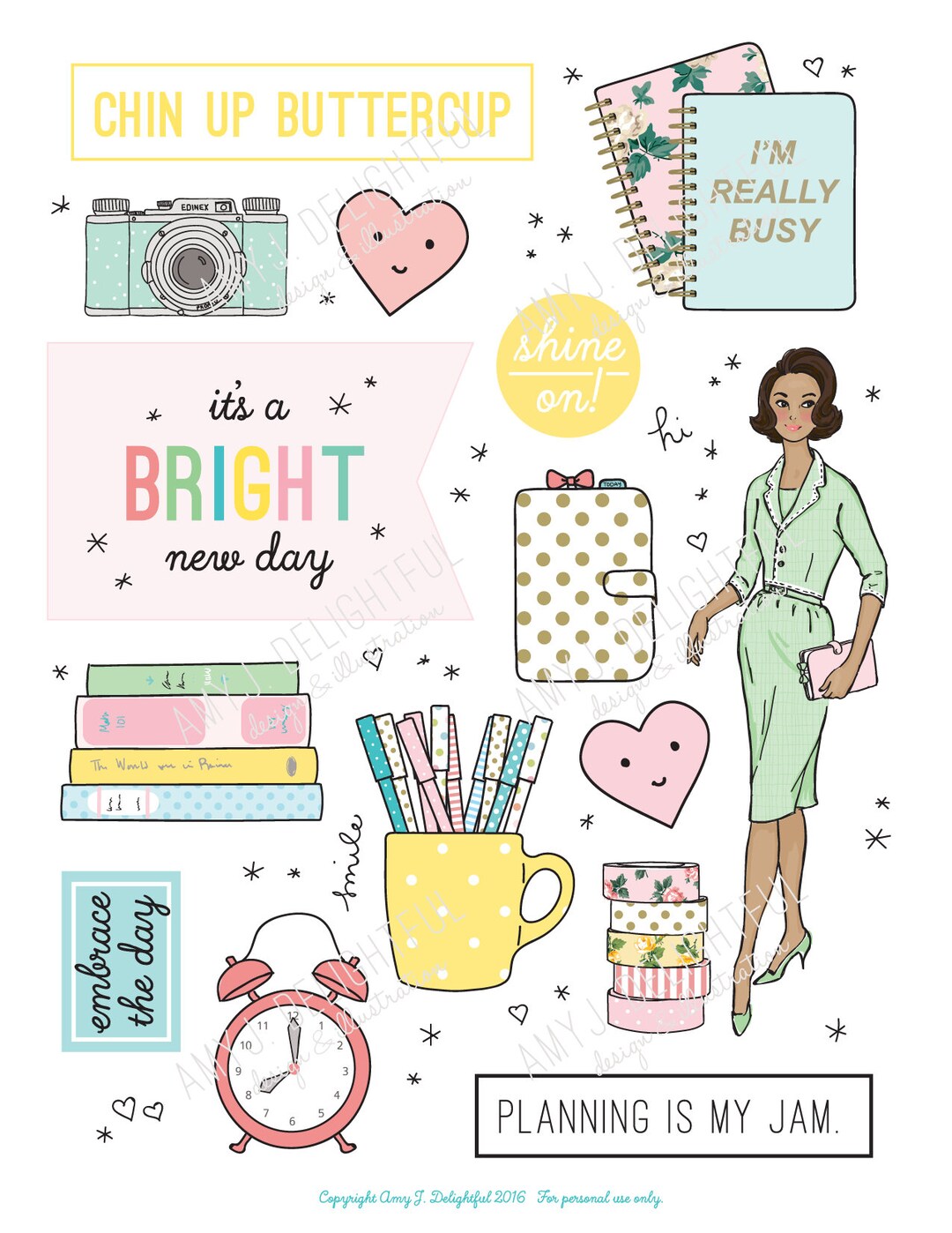 Printable PLANNER GIRL Die Cuts!-digital File Instant Download- Women ...