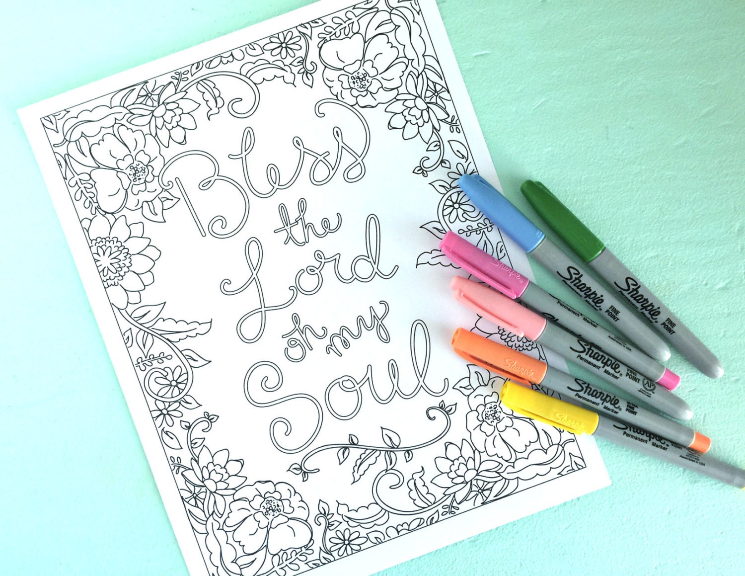 Printable BLESS THE LORD Coloring Page Digital File Instant - Etsy