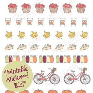 Printable FALL in the Country stickers! - Digital File Instant Download- planner stickers, embellishment, bicycle, pumpkin spice latte