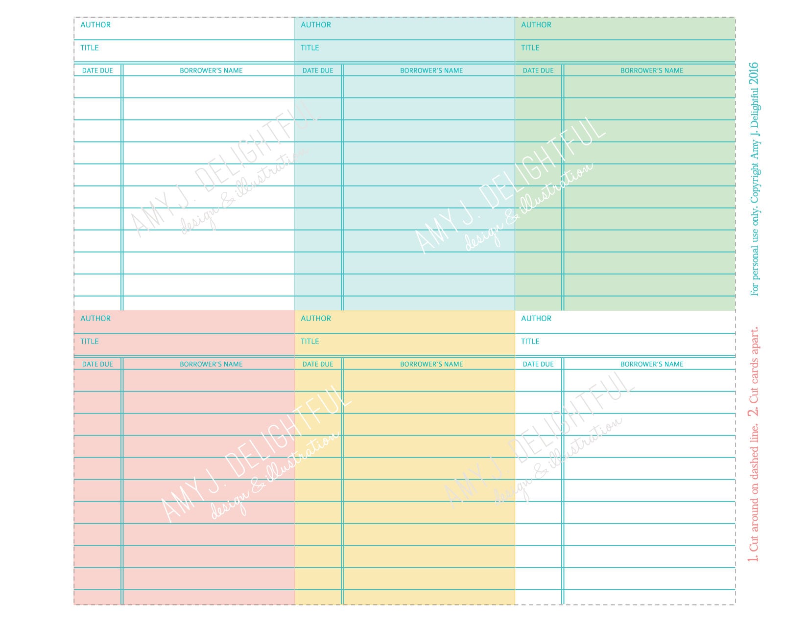 Printable Library Card Journal cards/inserts Digital File Etsy Printable Library Card Journal cards/inserts Digital File Etsy