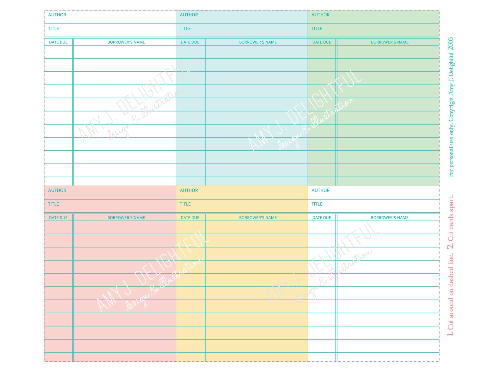 Printable Library Card Journal Cards/inserts-digital File - Etsy Singapore