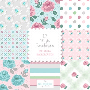Home Sweet Home Patterned Backgrounds set-instant download -documenti digitali, feed sack, vintage, bando, happy planner