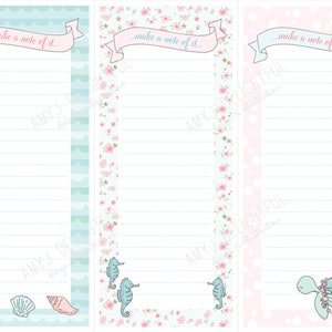 Zeemeerminnen notities/lijsten/inserts-digitaal bestand direct downloaden-planner inserts, reizigersdagboek, takenlijst, oceaanleven, zee
