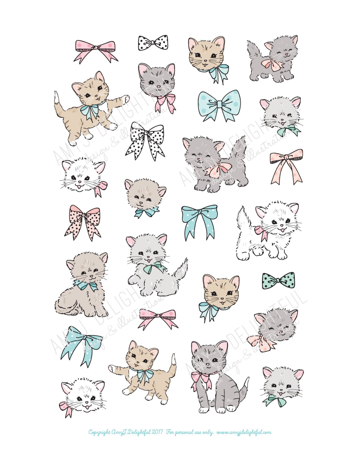 Free printable cat planner stickers - ausdruckbare Katzensticker - freebie