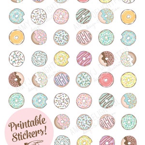 Printable DONUT STICKERS -Digital File Instant Download-planner stickers, party favor, embellishment, doughnuts, Erin Condren, Happy Planner
