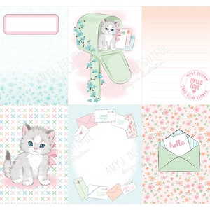 KITTEN MAIL Journal Karten/Inserts-Digital File Instant Download-Planner Inserts, Traveler Journal, Project Life, Notizkarte, Kätzchen, Bögen