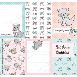Kitty Cats Journal Karten/Inserts-Digital File Instant Download-Planner Inserts, Traveler Journal, Project Life, Notizkarte, Kätzchen, Bögen