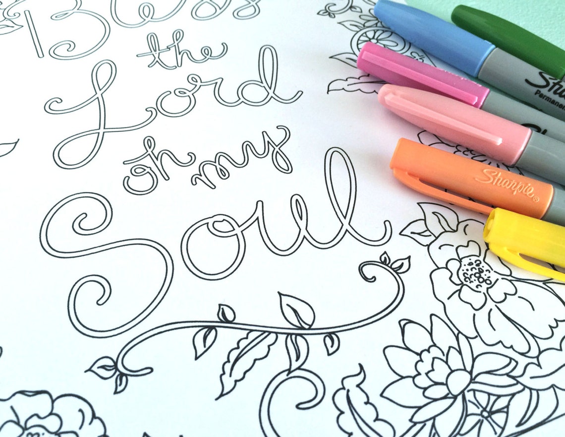 Printable BLESS THE LORD Coloring Page Digital File Instant - Etsy
