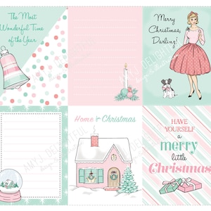 Printable Home for Christmas Journal cards -Digital File Instant Download- Planner Inserts, Project Life, note cards, pocket cards, vintage