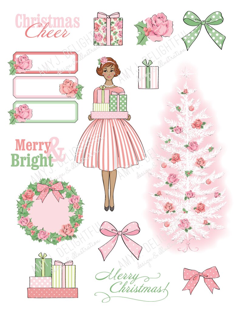 Free Printable Christmas Roses Printable Christmas Roses Die Cuts Digital File Instant - Etsy