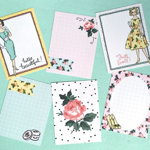 Retro Girl Rose Journaling cards/inserts-Digital File Instant Download-Planner Inserts, travelers journal, Project Life