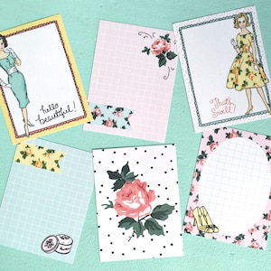 Retro Girl Rose Journaling cartes/inserts-Digital File Instant Download-Planner Inserts, journal des voyageurs, Project Life