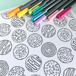 Printable DONUTS Coloring Page Digital File Instant | Etsy