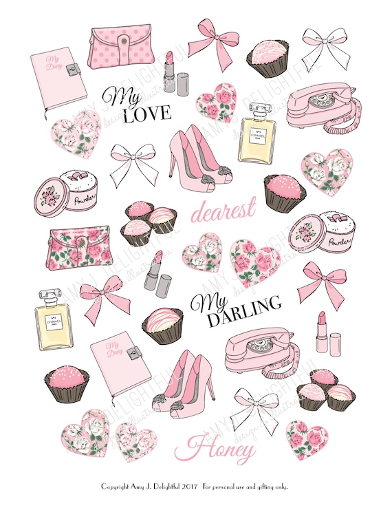 printable vintage romance planner stickers digital file etsy singapore