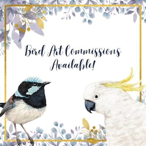 Vogelkunstwerk in opdracht, aangepaste aquarelschildering, originele kunst