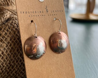 Copper and Sterling Silver Inverted Bowl Earrings