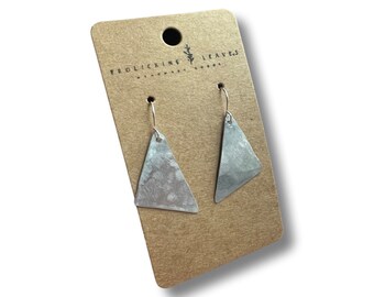 Hammered Triangle Earrings Silver Tone