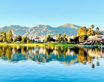 Mountain Lake Reflection Art Print: Serene Nature Poster
