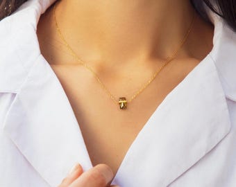 Collar minimalista con colgante de barra – Chapado en oro de 18 quilates, con diamantes de imitación facetados, resistente al agua y al deslustre