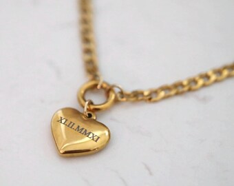 Personalized 18K Gold Plated Heart Pendant Necklace: Waterproof Stainless Steel