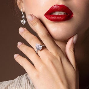 Pear Cut Cubic Zirconia Cocktail Ring – Rhodium Plated 925 Sterling Silver CZ Statement Ring – Hypoallergenic, Tarnish-Free, Gift for Her