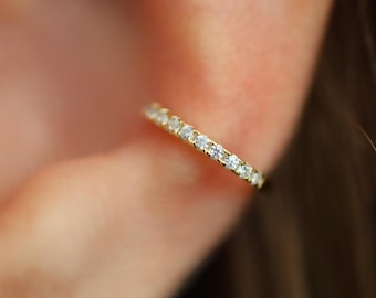 Gold Plated Sterling Silver Ear Cuff – Bendable No Piercing Single Cartilage Earring
