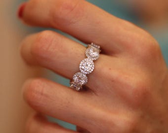 Anillo de eternidad – Plata de ley, circonita cúbica 5A, anillo clásico de lujo, joyería nupcial