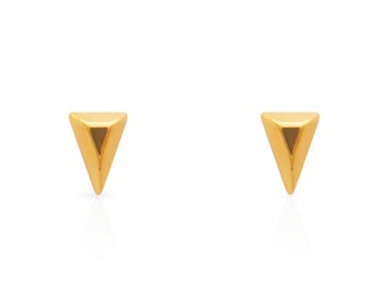 Unisex Minimal Triangle Stud Earrings – 18K Gold Plated, Hypoallergenic, Tarnish Free