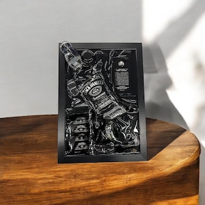 The Jack - Broken Bottle Art / Whiskey / Frame Art / Wall Decoration / Art / Bar Decoration / Epoxy Resin Art / Wallart / Handmade / Club Decoration