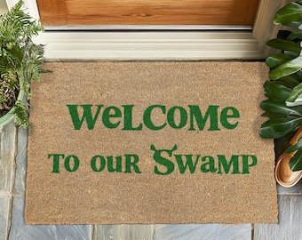 Shrek Welcome To My Swamp Funny Doormat, Custom Coir Rug, Ogre Gift, Swamp Housewarming Decor, Gag Gift, Shrek Inspired Decor, Gag Doormat